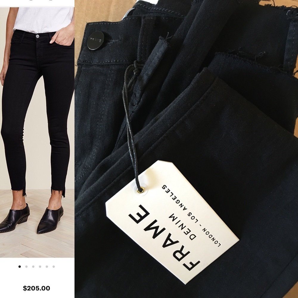 Frame denim Film Noir black 24 raw stagger hem